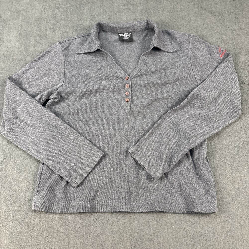 Vintage Y2K Polo Jeans Co. Ralph Lauren Women's Gray Polo Shirt Size XL
